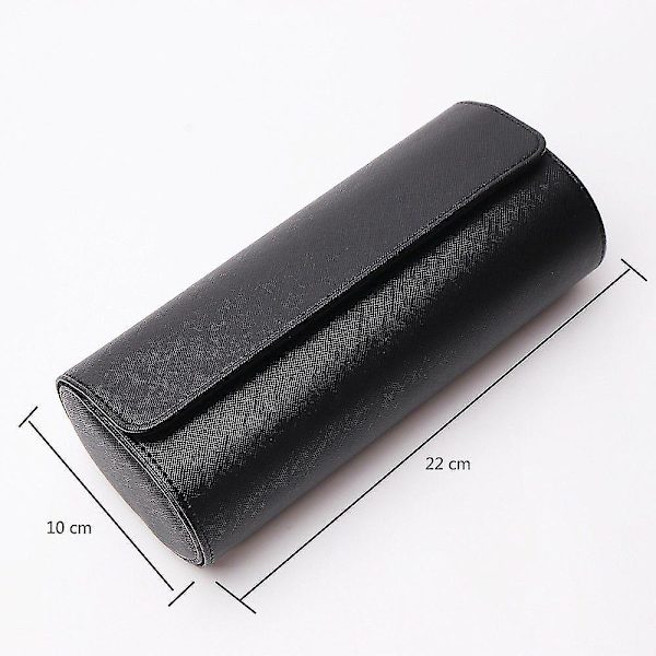 3 Fack Watch Box Retro Pu Watch Roll Svart