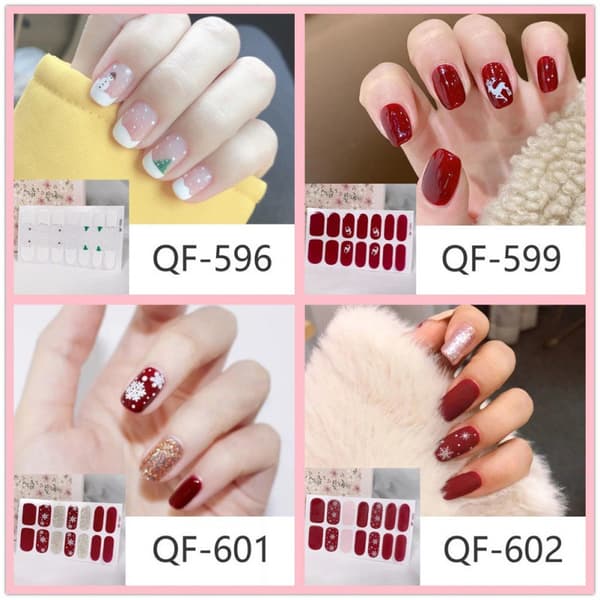 3D nagelkonstdekaler, 4-pack julnageldekaler, Chr