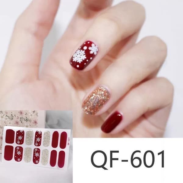 3D nagelkonstdekaler, 4-pack julnageldekaler, Chr