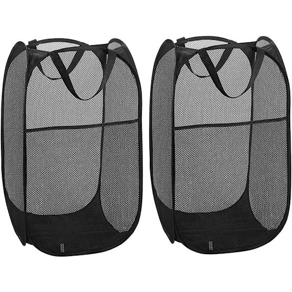 Tvättkorg [2-pack] Hopvikbar Pop Up Mesh Tvättkorg La