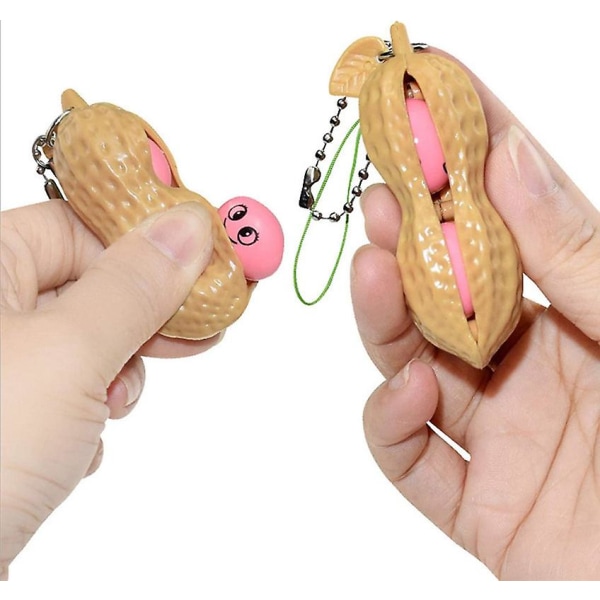 3 st Squeeze-a-bean Squishy Sojabönor Hängsmycken Leksaker Med Reducerar Ångest Och Stress, Fidget Leksaker Nyckelring Hängsmycken Mobiltelefon（Jordnöt）