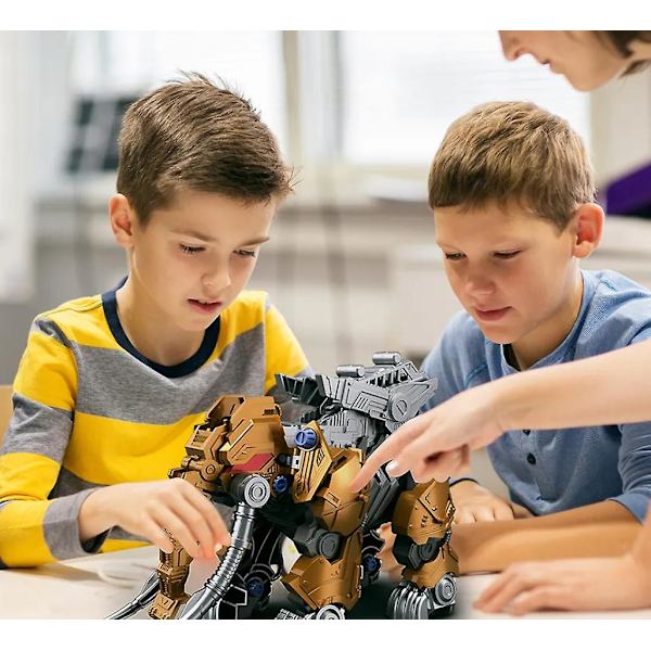 Simuleret mekanisk børns kreative dinosaur actionfigur elektrisk puslespil samlemodel legetøj（Gul mammut）