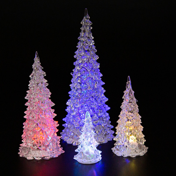 4 stycken självlysande leksaker Färgglada akryl julgran Night Ligh