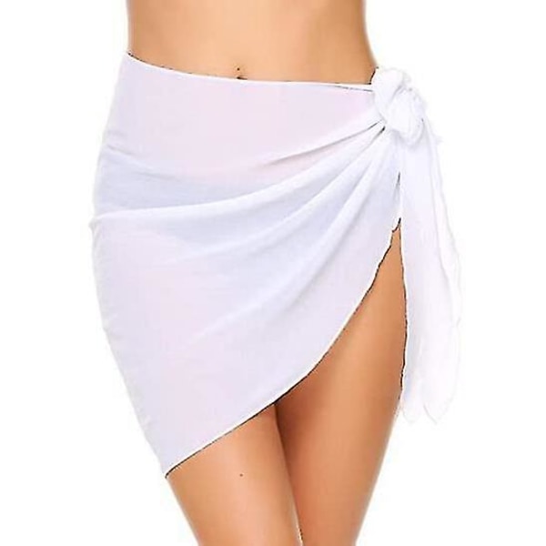 Strand Sarong Baddräkt Överdrag För Kvinnor Andas Snabbtorkande Sarong Kjol 190*46cm Vit
