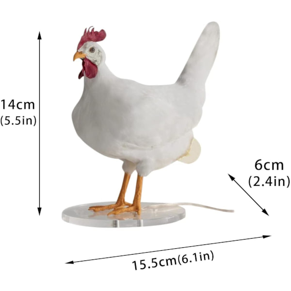 Kylling Egg Lampe 2023, Harpiks Materiale, Gårdshus Stil, Myk Hvit Belysning