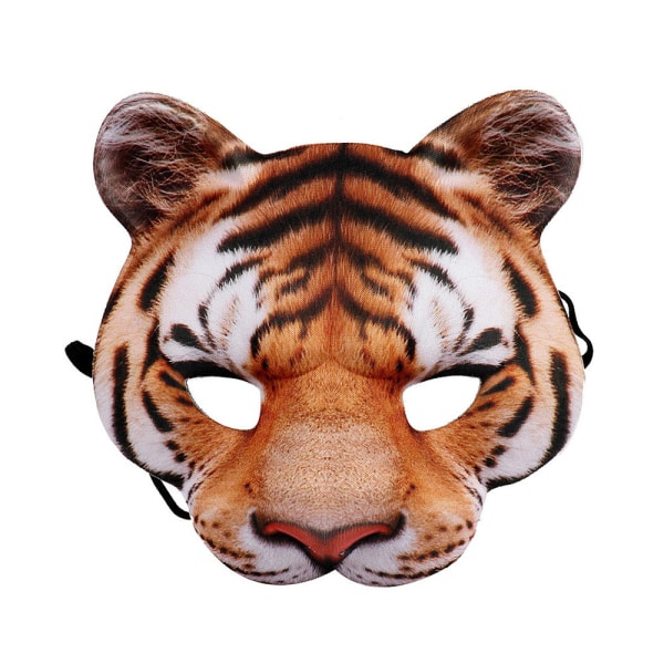 2 st Halvmask tiger, med resårband, ansiktsmask, djurmask, vildkatt, utklädnad, karneval, temafest
