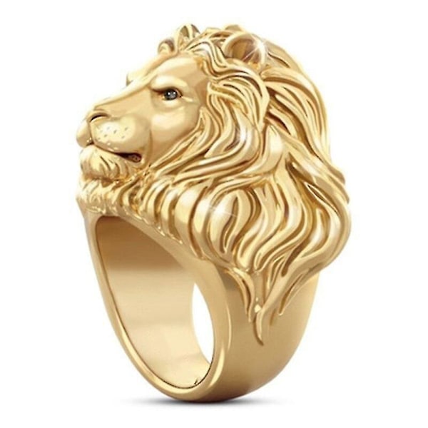 Guld Lejon Djur Motiv Ring 8