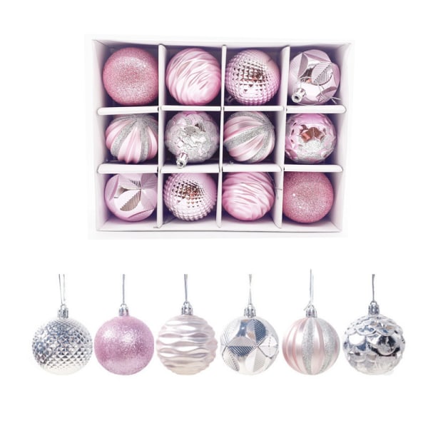 Julekuleornamenter, 12 stk 2,38 tommer/6 cm usynlige C