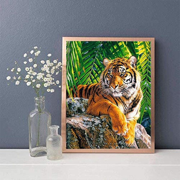 5D Diamantmålning för barn 30x40cm - Natur Tiger, b