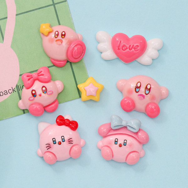 7 st Cartoon Kirby Telefonfodral Resin DIY Smycken Tillbehör