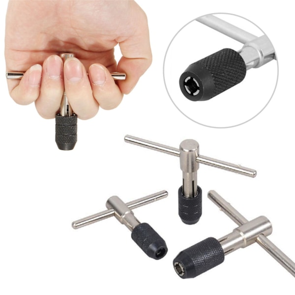 Høyverdig justerbar T-type skralletrådtappnøkkel Word Taps Wrench（M3-6）