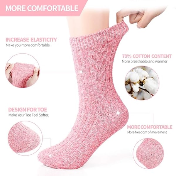 5 Pairs Thermal Women Socks Warm Thick Knitting Winter Wool Sock