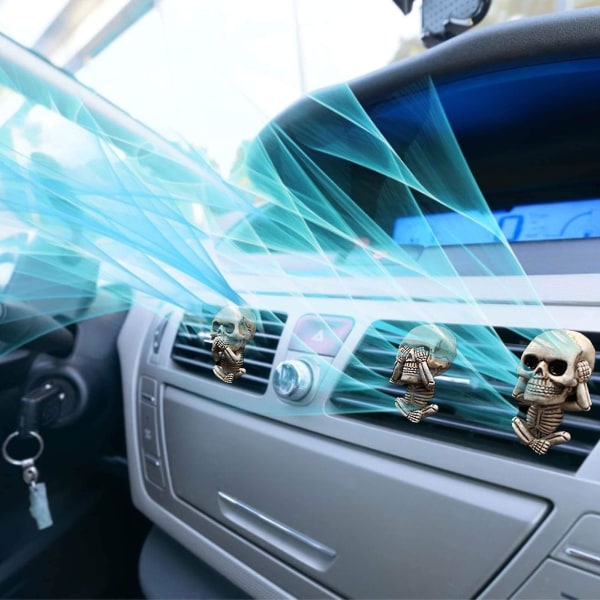 Ghost Head Car Vent Clip, 3stk Skull Car Air Freshener Vent Clip Charm Gothic Skull Car Air Outlet Freshener Horror