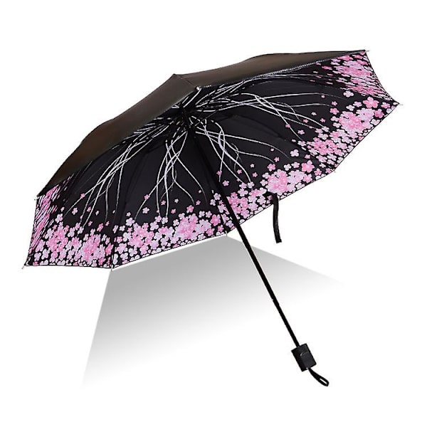 Paraply til mænd, regn, vindafvisende, stor, 3d blomsterprint, solbeskyttende, 3 folde paraply, udendørs paraply（C）