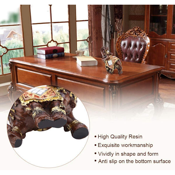 Heldig Rigdom Elefant Statue Skulptur Feng Shui Træ Korn 3D Figur Hjem Desktop Dekoration Gave(M)
