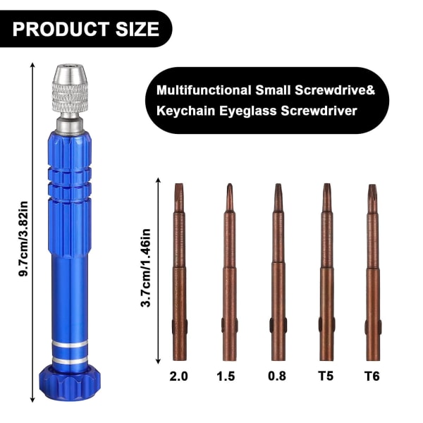 18-delad glasögonreparationsskruvmejselset, precisionsskruvmejsel reparationsverktygssats med 15 utbytestoppar för telefon