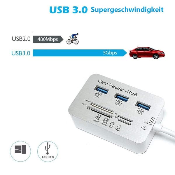 Moniporttisovitin 3 USB 3.0 -portin USB-sovitin