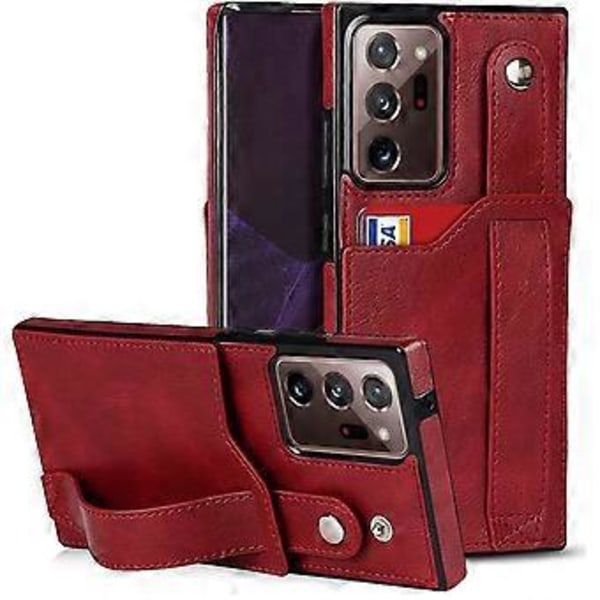 Suunniteltu Samsung Galaxy Note 20 5G -lompakkokotelolle säädettävällä rannehihnalla, jalustalla, PU-nahalla, luottokorttipidikkeellä, iskunkestävällä hybridirakenteella
