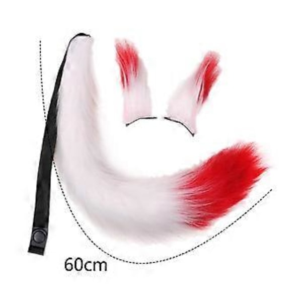 Tekoturkis Korvat ja Häntäsetti Naamiaisasu Cosplay Naamiaisjuhliin Lapsille Aikuisille (Valkoinen Punainen) White Red