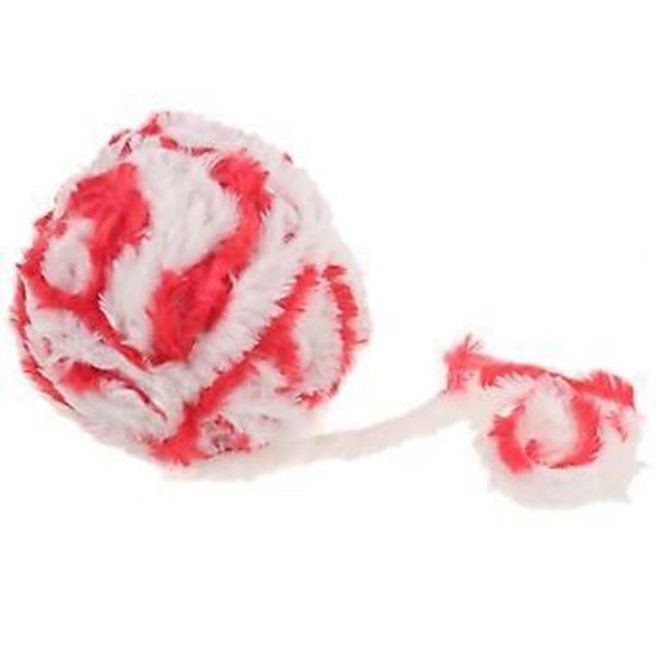 DIY Polyester Chunky för Stickning Roving Virkning 32 Meter/Härva Röd Vit Red White