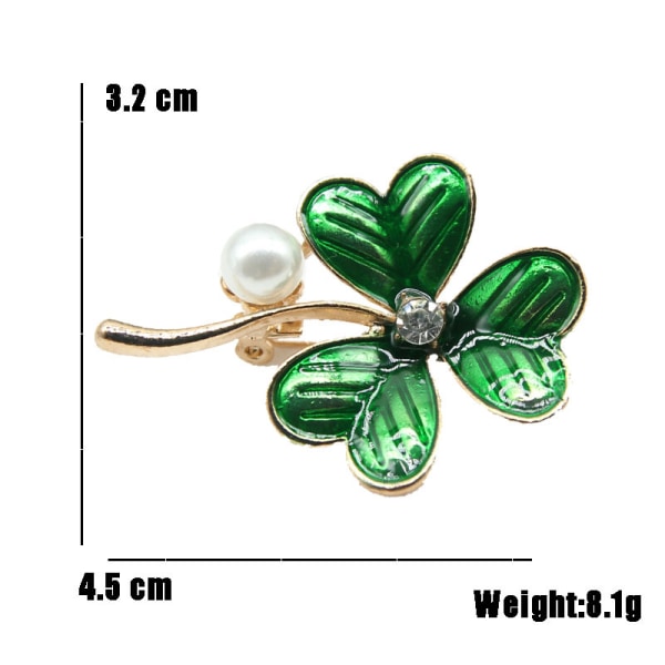 Irländsk Shamrock Klöver Blad Brosch Rhinestone Kristall Brosch Klöver