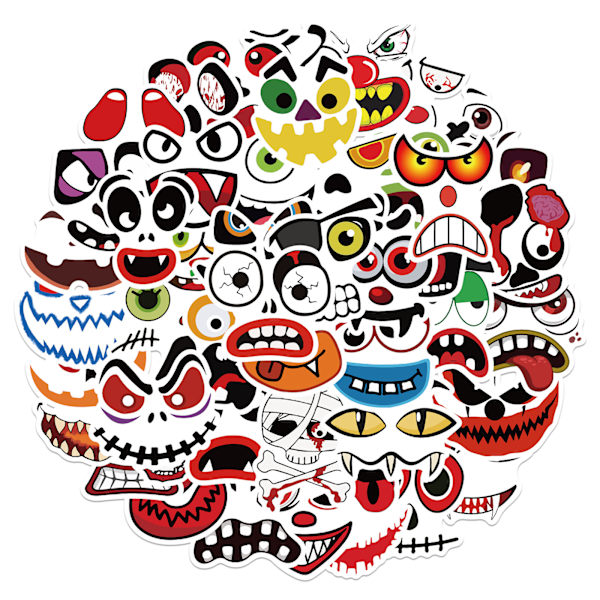 50 Halloween Gresskar Emoticon Klistremerker