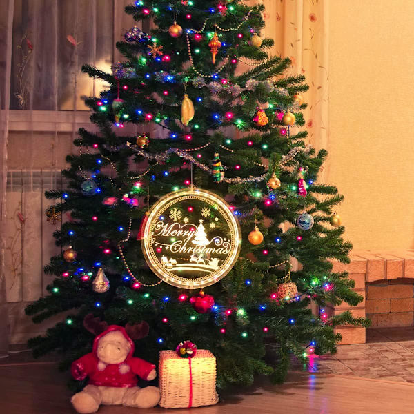 Glædelig jul, LED-kranslys, vinduesophængslys, 3D-flagermus