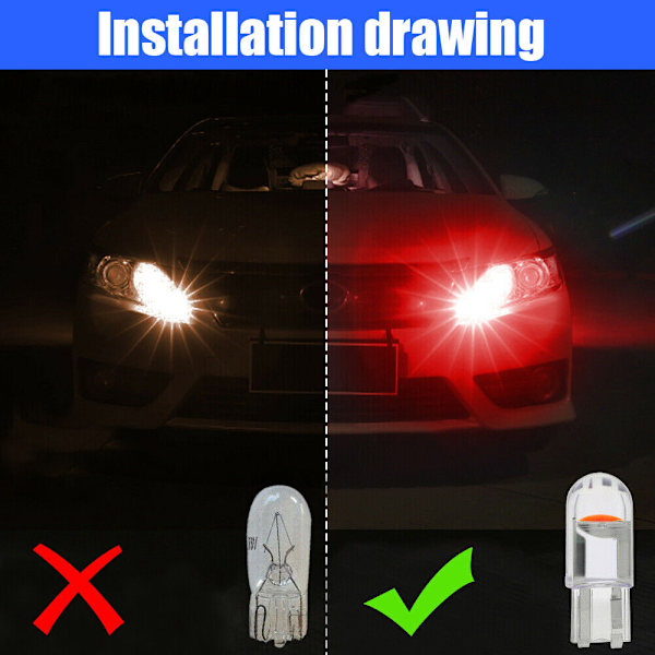 Auton T10 LED COB Amber Wedge Sisätilan Kupu Luku Kartta Polttimo