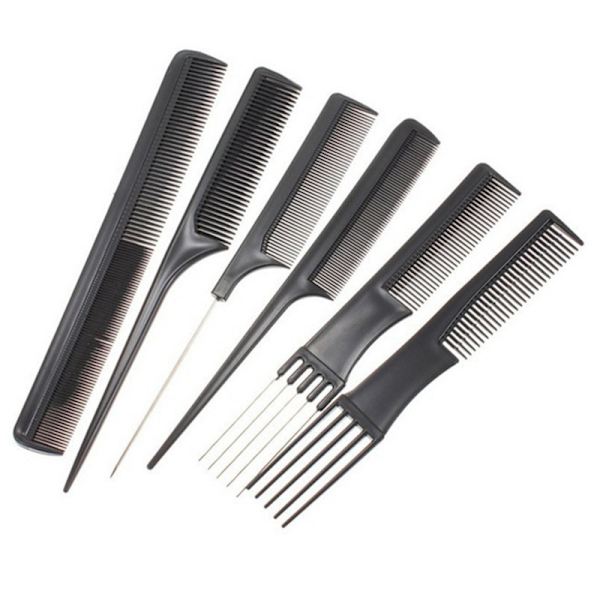 2PCS Set 10 Anti-Statisk Svart Plastkam for Frisørsalong Barberhår