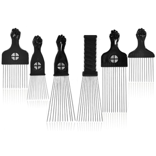 Afro Picks for Curly Hair, 6 Pcs Metal Hair Pick for Afro Hair, A