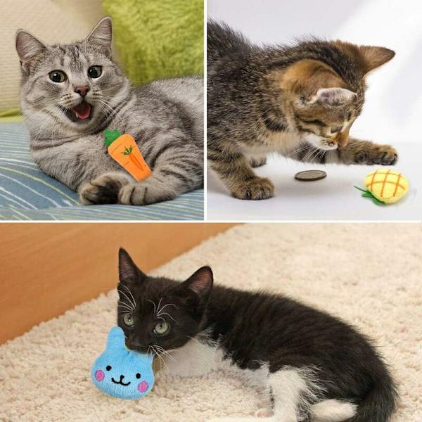 5 st katt leksak plysch leksak kattmynta form frukt djur interaktiv tuggleksak för rengöring av tänder främja känslor underhålla