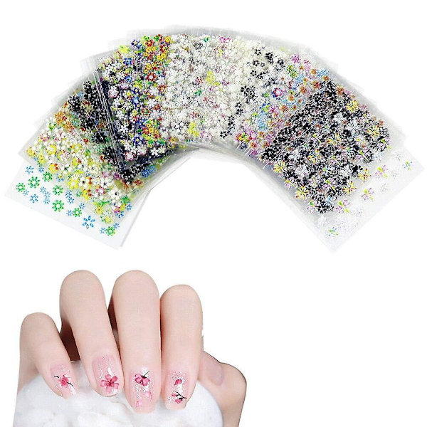 50 ark 3D blommiga nagelklistermärken nagelkonstdesigner självhäftande nageldekaler för flicka