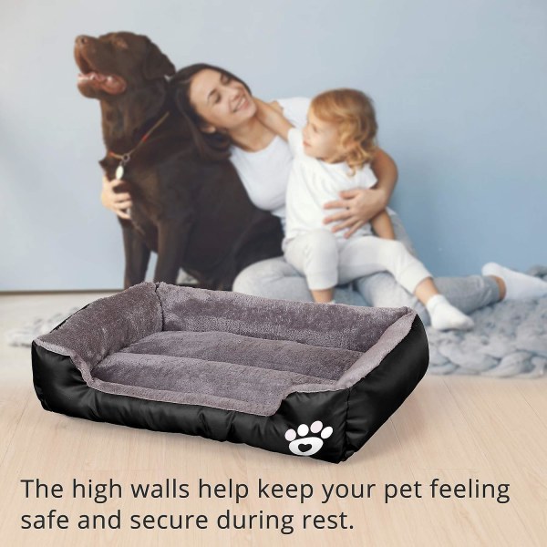 Dyre seng til katte hunde super blød kæledyr sofa selvoppvarmende åndbar kæledyr seng L sort