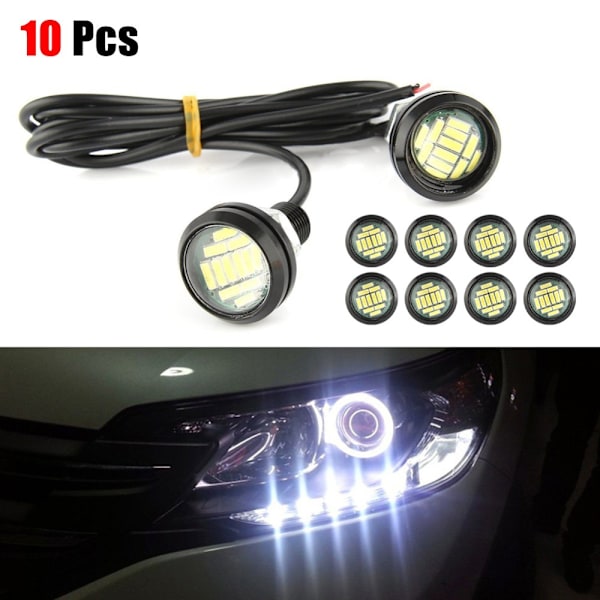10 stk. bil LED ørneøjelampe 23MM 4014 12LED linse superlysende hi