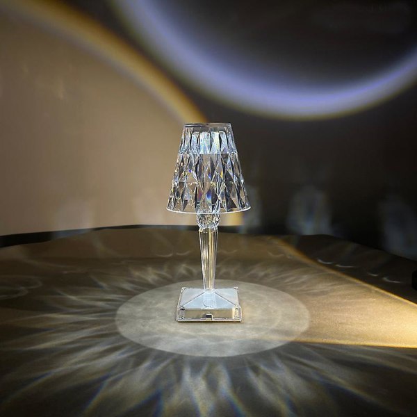 Crystal Table Lamp Charging Touch Lamp Bedroom Night Lamp Atmosphere 3-tone Light Diamond Lamp