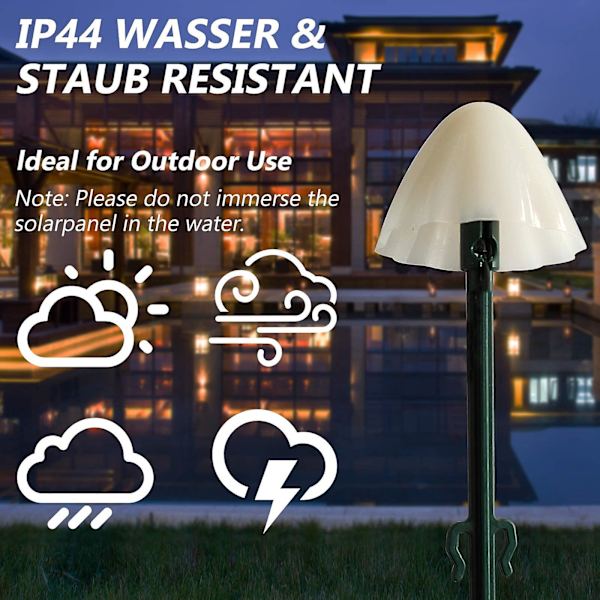 Solcelledrevne hagelys utendørs, solcelledrevne sopplys 10 LED-er vanntette hagestake-lys for stier Landskap（Fargerik）