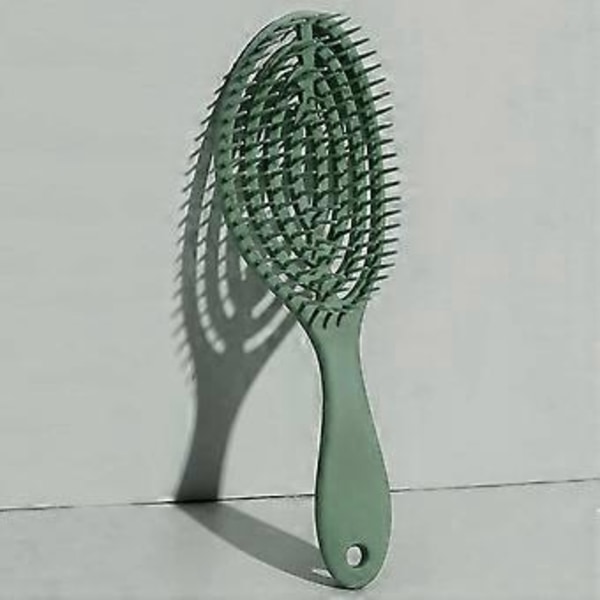 Rund hårkam ihålig oval kam gradient plast godisfärg massagekam hårkam (grön) green
