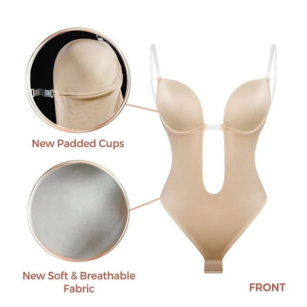 Kvinners dyp V-hals body shaper stroppeløs ryggløs body shapewear (XL)