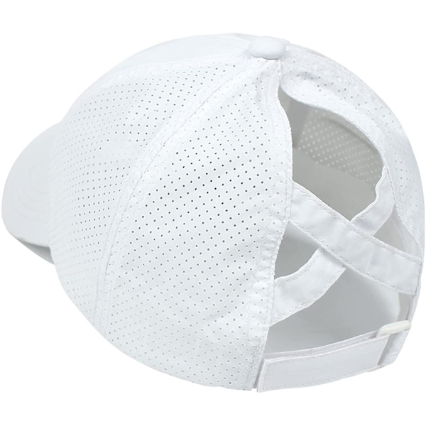 Kvinnors Criss Cross Ponytail Baseball Cap Justerbar Hög Messy Bun Ponycap Snabbtorkande Hatt (vit)