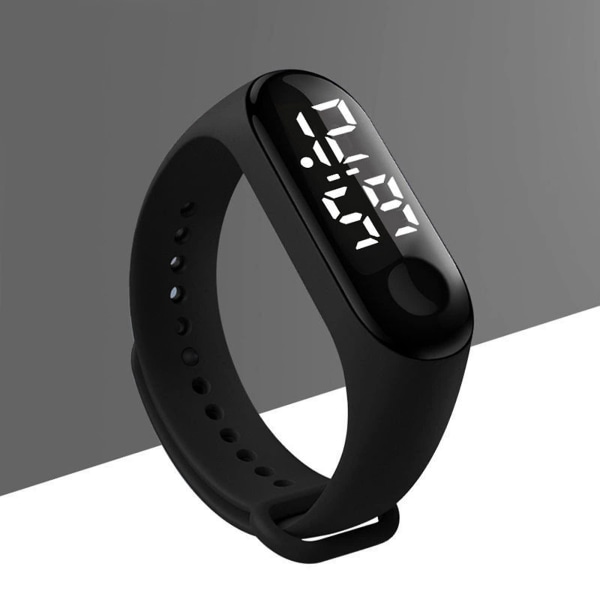 1 st Mode Digital Led Watch Unisex Silikonband Armbandsur Herr Dam Mode Enkelt（Svart）