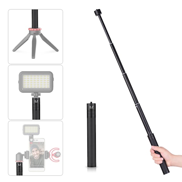 Teleskopisk stabilisatorförlängningsstång 73 cm 1/4 tum aluminiumlegeringspol för gimbalstabilisator Zhiyun Feiyu