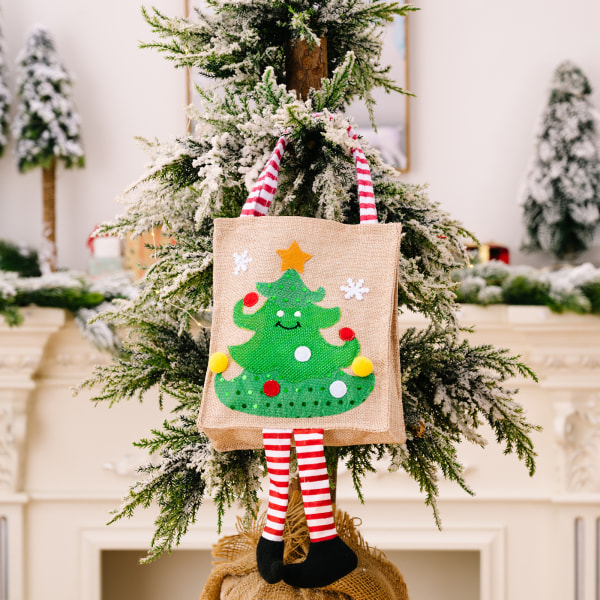 1 stk julegavepose - juletræ, genanvendelig jul