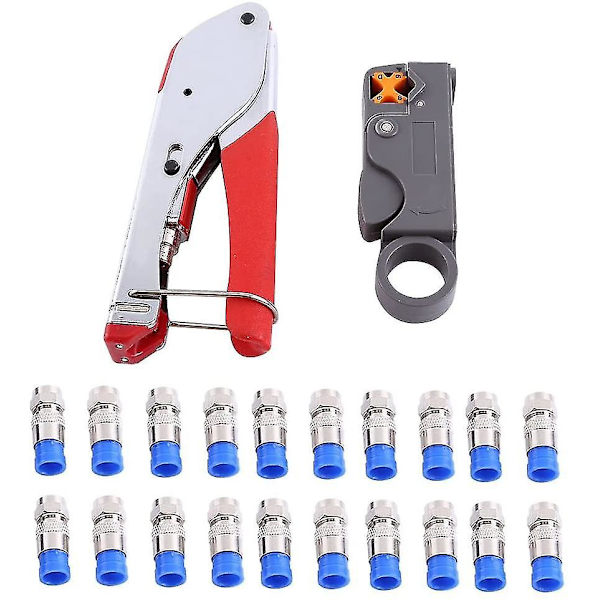Krympe Tang Sæt - Tråd Krympetang Krympe Kit Med Koaksialt Kabel Tråd Afstripper, Rg6/rg59 F Kompressionskontakt, Tråd Krympetang Krympe Tang