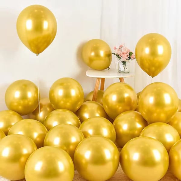 50 delar roséguld ballong, 10 tum metallisk rosé guld ballong för fest (guld)