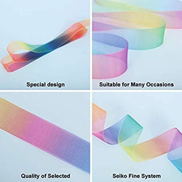 50 Yards Organza Band, Transparent Satin Organza Regnbågsband för G