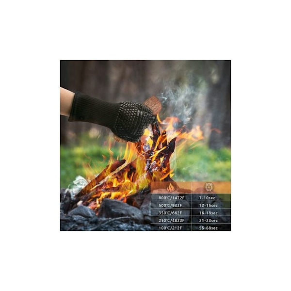 BBQ-handskar, ugnshandskar, grill upp till 800°C, universella värmebeständiga handskar, matlagningshandskar för grillkök och grill unisex, svart svart