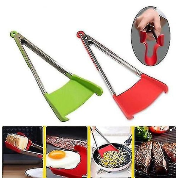 2 i 1 Smart køkkenspade og tang, non-stick, varmebestandig rustfrit stål