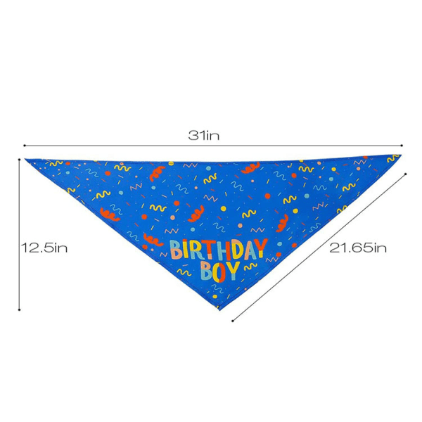 1PC Blue HAPPY Dog Bandana for Birthday,Scarves Dog Cat Adjustabl