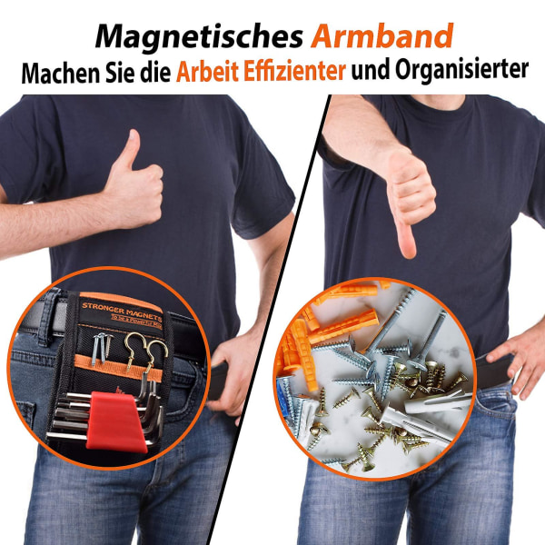 Magnetisk armbånd Tool Craftsman Magnetisk armbånd med 15 sterke magneter for å holde skruer spikerbor (blå)