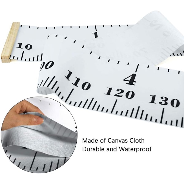 Baby vekstdiagram, høydediagram for barnehage, høydemåling med lerret veggmontert linjal, 200cm x 20cm (grå)